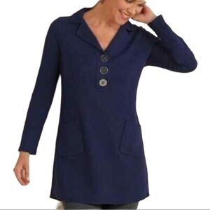Soft Surroundings Take Two Waffle Knit Tunic Top Navy Blue Size M Style 2AB19
